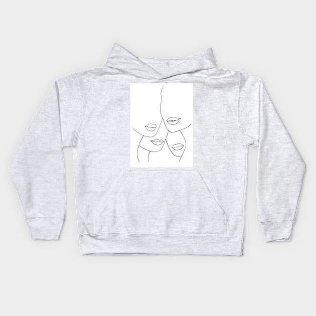 Abstract woman faces and lips 2 Kids Hoodie by WhalesWay